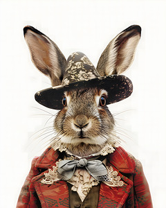 Elegant Vintage Rabbit Portrait