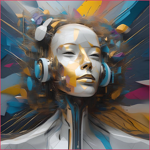 Futuristic Female Android: Explosion of Colors and Technology