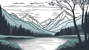 Minimalist Illustrated Mountain Scene