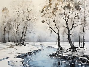 Winter Serenity: Frozen Stream
