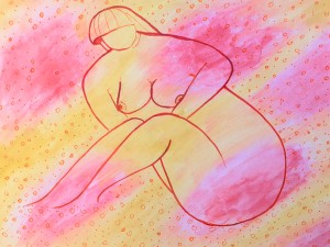 Naked woman in the sand 