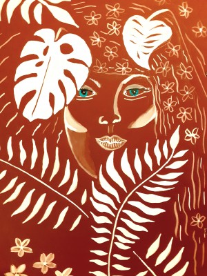 A Beautiful Girl In The Tropical Garden 