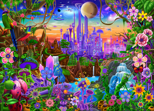 Cosmic Fantasy City by GeraldNewtonCosmicArt