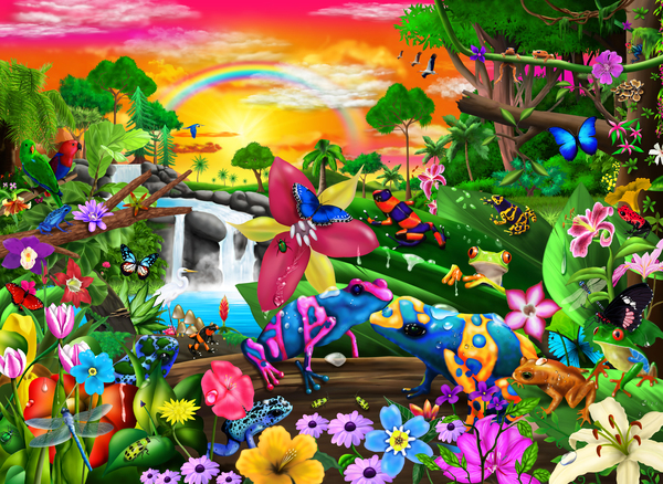 Colorful Frogs by GeraldNewtonCosmicArt