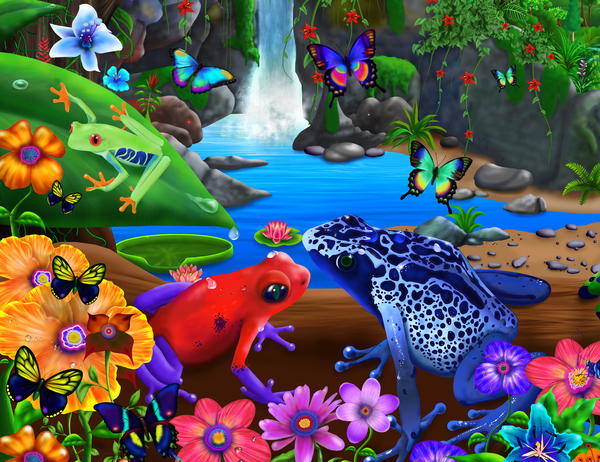 Jungle Frogs Extended by GeraldNewtonCosmicArt