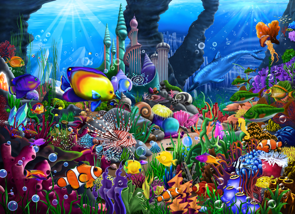 Mysterious Undersea World Version 2 by GeraldNewtonCosmicArt