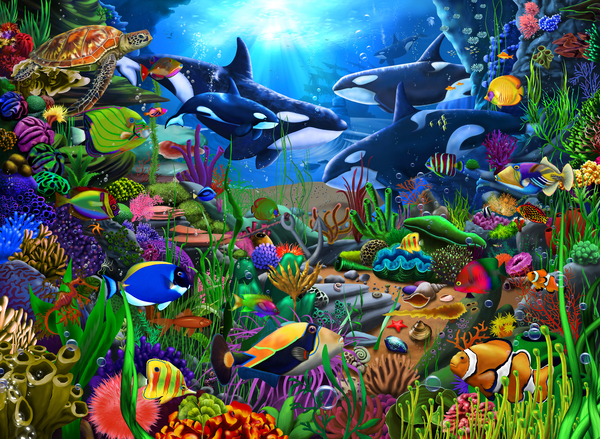 Orcas Ocean Domain by GeraldNewtonCosmicArt