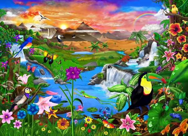 Toucans Wonderland by GeraldNewtonCosmicArt