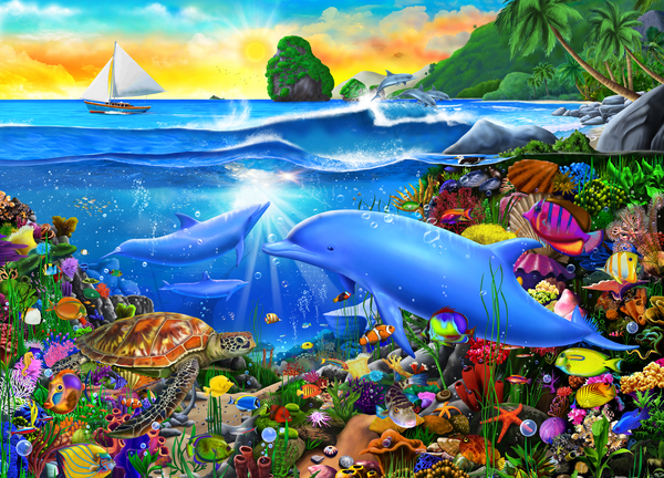 Tropical Island Reef by GeraldNewtonCosmicArt