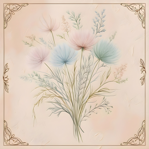 Vintage Wildflower Botanical Canvas – Minimalist Pastel Art Print Print