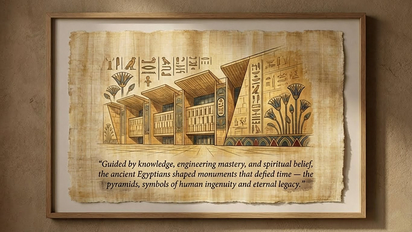 Grand Egyptian Museum Papyrus Art Print – Ancient Egypt Digital Wall Art Inspired by Pharaohs & Pyramids 1 by MEGA SPORTS