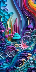 digital painting of a colorful landscape with flowers and trees 