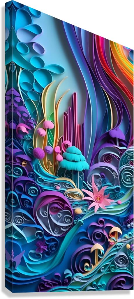 digital painting of a colorful landscape with flowers and trees  Canvas Print