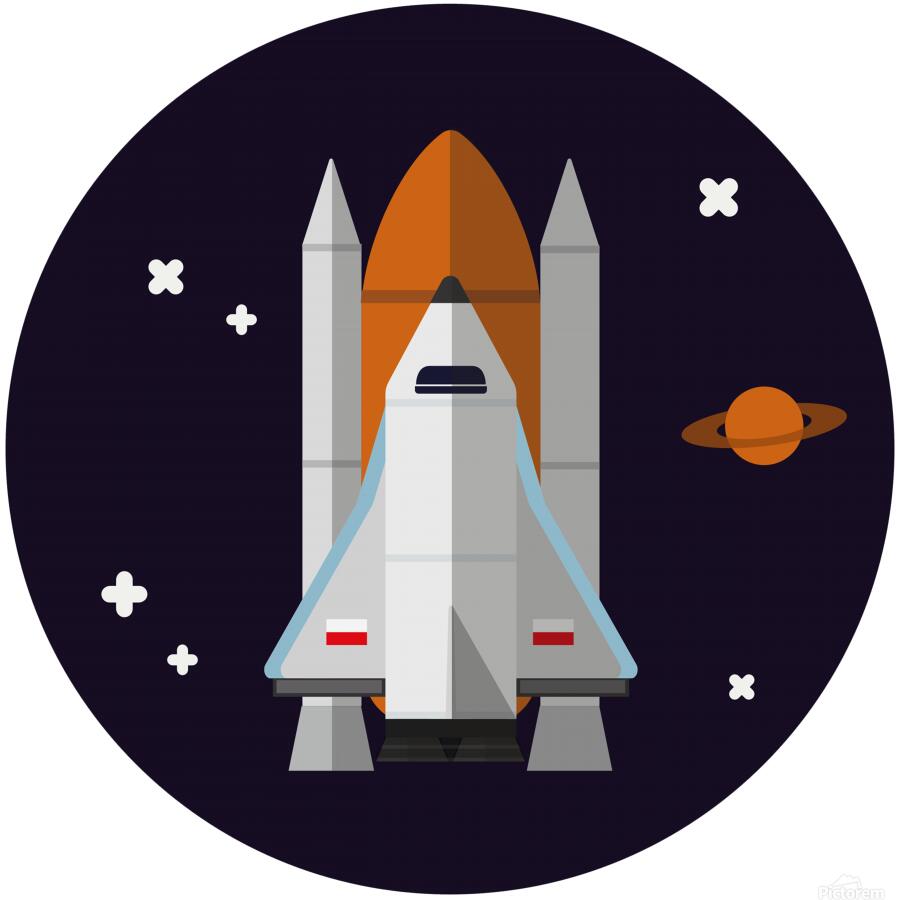 rocket space universe spaceship by Shamudy Wall Art