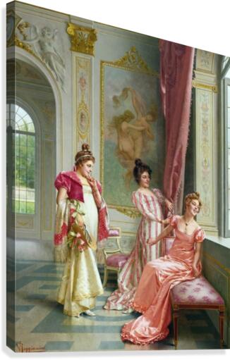 Three ladies gazing at the window by Frederic Soulacroix Wall Art