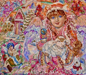 Yumi Sugai. An angel with a lamb.