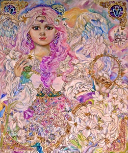 Yumi Sugai.Pink lily flower angel.