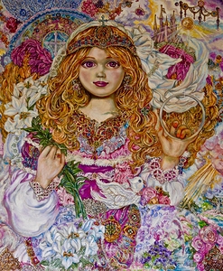 Yumi Sugai. Archangel Gabriel with a lily flower.