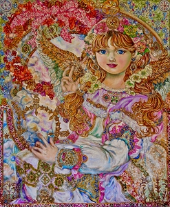 Yumi Sugai.Pink Christmas rose angel.