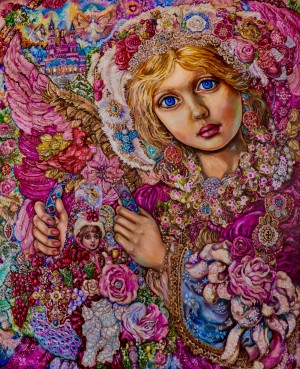 Yumi sugai.  An angel of Christmas with the Christmas basket.