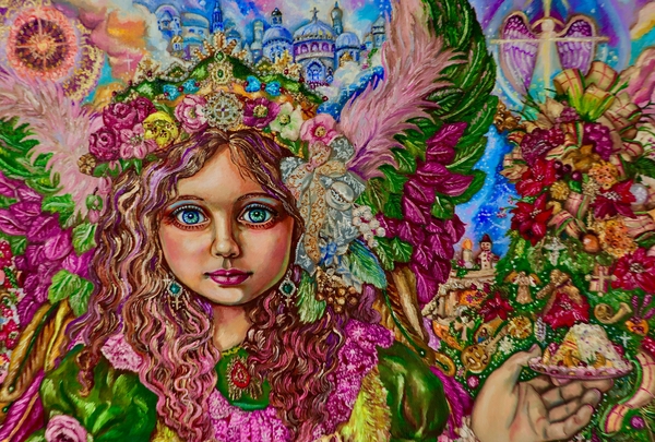 Yumi Sugai. An angel at Christmas dinner. Print