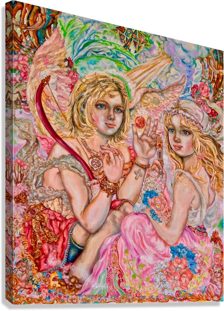 Yumi Sugai. Angel and moon goddess.  Canvas Print