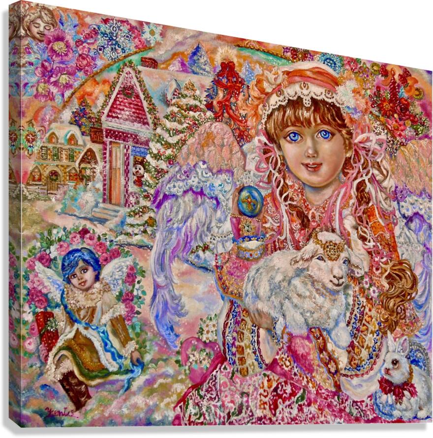 Yumi Sugai. An angel with a lamb. Canvas Print