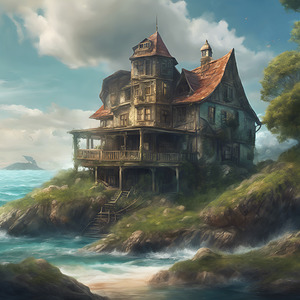 old house on ocean