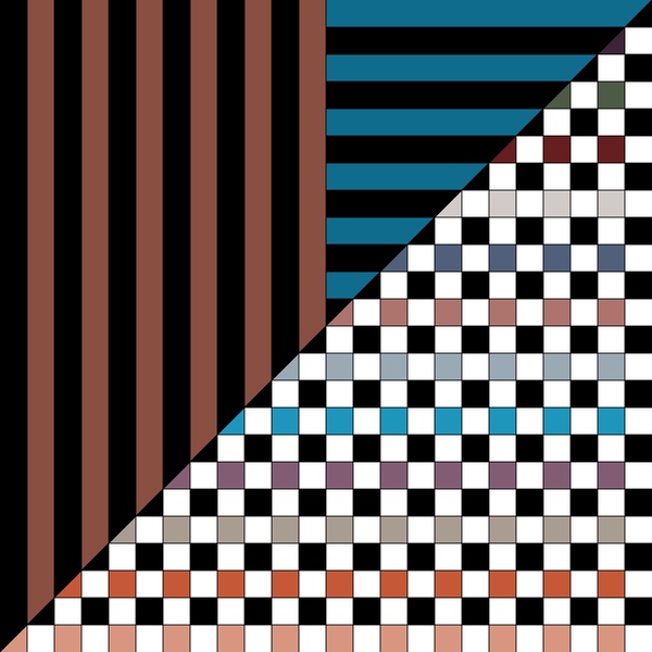 Checking Out in Blue Brown & Black by Caroline Ranere