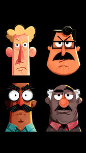 Grumpy Guys Club Quirky Cartoon Faces Wall Art