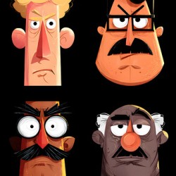 Grumpy Guys Club Quirky Cartoon Faces Wall Art