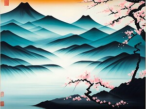 A serene Chinese landscape painting 