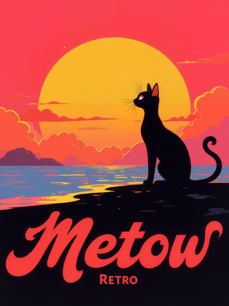 Metow retro for cats lovers Print