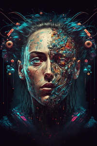 abstract cyberpunk portrait series 3