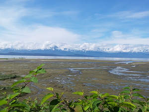 Alaskan Mountain Range with Clouds 