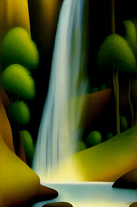 Zen Minimalist Modern Aesthetic Abstract Waterfall Nature Painting