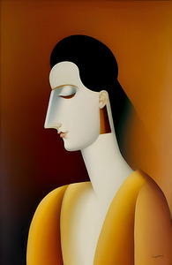 Portrait of Aesthetic Abstract Woman in Repose Painting