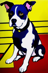 Abstract Retro Pop Art Style Modern Surreal Dog Painting