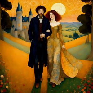 Fairy Tale Couple living Happily Ever After Painting 