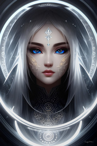 Celestial Cyberpunk Goddess – Futuristic Fantasy Portrait with Ethereal Glow