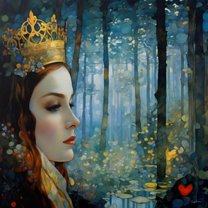 Fantasy Queen in Enchanted Forest – Lost Heart Fairytale Portrait Art