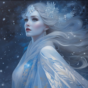 Frozen Beauty Snow Queen in Winter Wonderland - Fantasy Ice Princess Art
