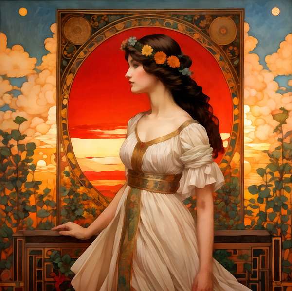 Elegant and Beautiful Art Nouveau Style Woman Painting by Sandy Richter
