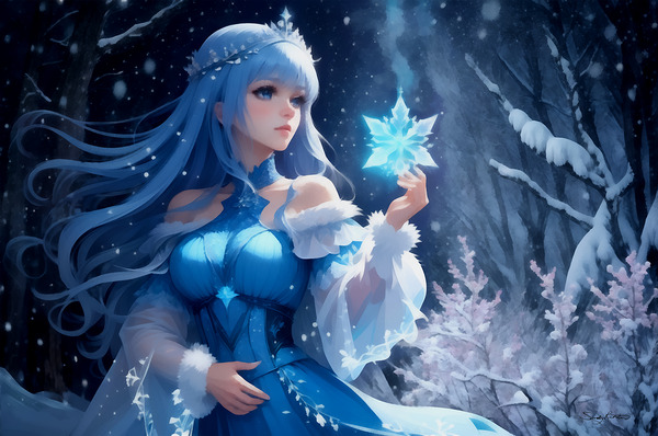 Cute Magical Anime Snow Queen Fantasy Painting by Sandy Richter