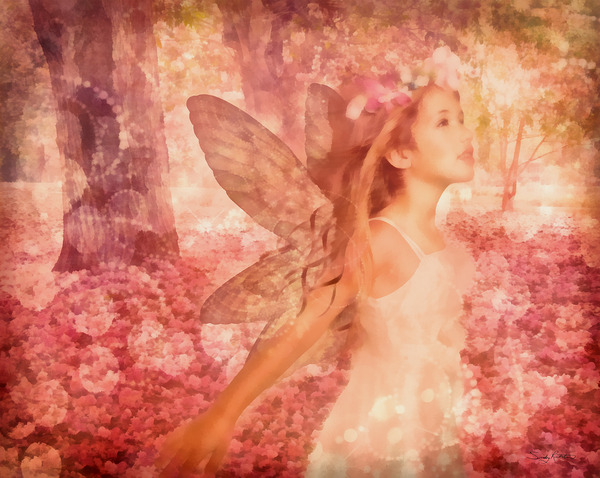 Cute Pink Fairy of Spring Fantasy Art by Sandy Richter