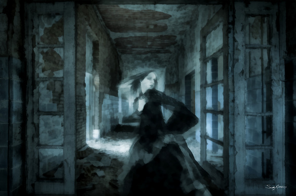 Ghost Girl Running in Horror Gothic Fantasy Painting by Sandy Richter