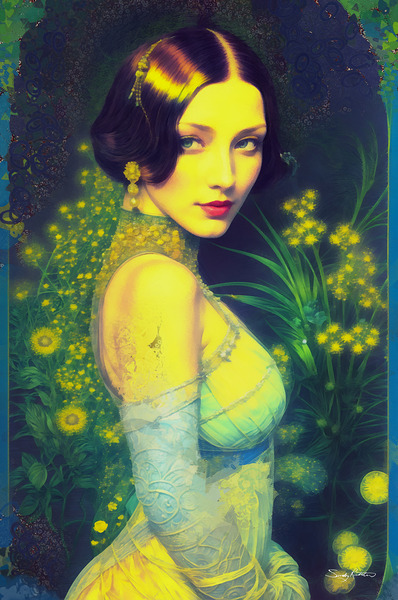 Retro Vintage Pop Art Beautiful 1920s Woman Painting by Sandy Richter