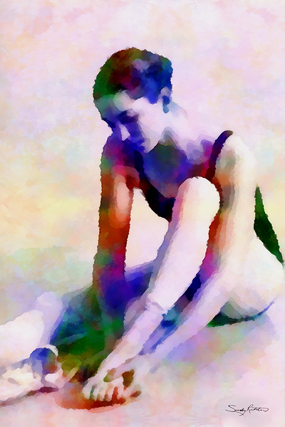 Abstract Mixed Media Art of Ballet Dancer Taking a Break  by Sandy Richter