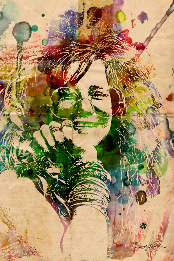 Janis Joplin Watercolor Portrait – Colorful Music Inspired by Sandy Richter
