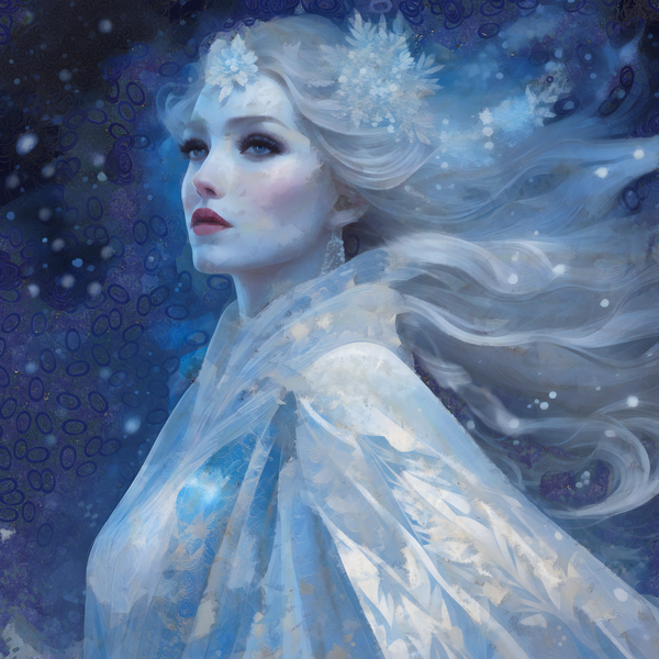 Frozen Beauty Snow Queen in Winter Wonderland - Fantasy Ice Princess Art by Sandy Richter
